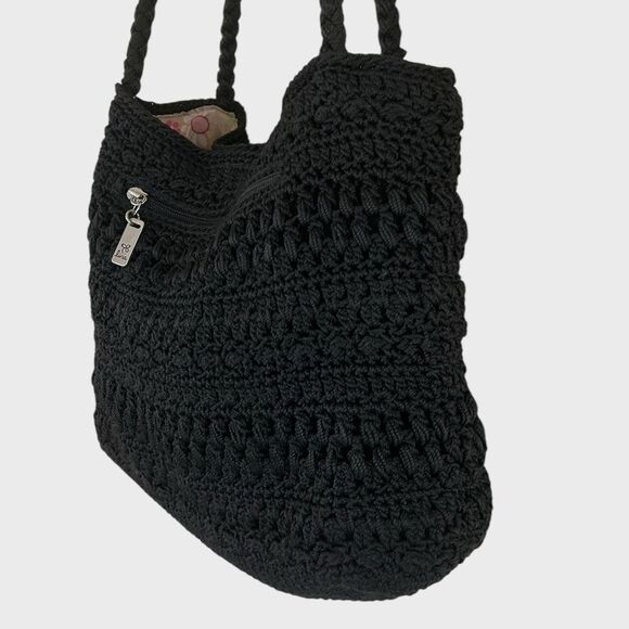 LINA Crochet Large Shoulder Bag Satchel Purse Floral Lined - Picture 7 of 12